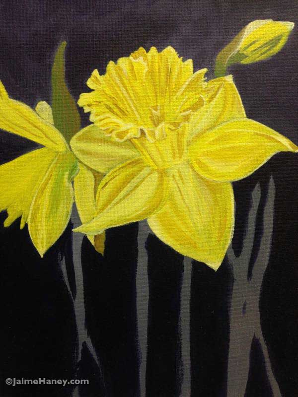 Yellow Daffodils painting in progress