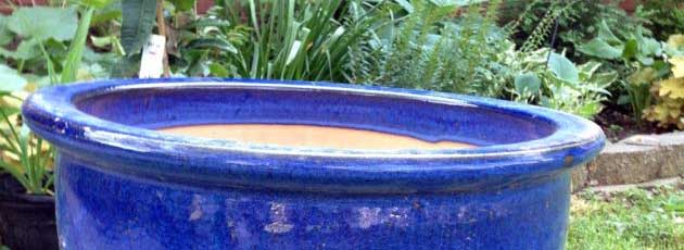 Blue glazed ceramic pot